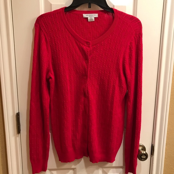 Liz Claiborne Red Petite Sweater Cardigan PXL VGC - Picture 1 of 4